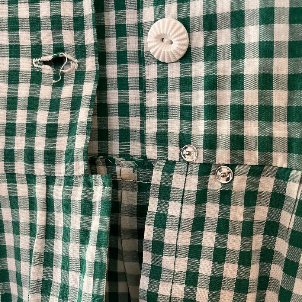 Vintage 1950s Green & White Gingham Day Dress - Picture 3 of 7